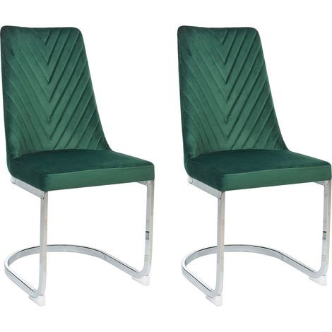Esszimmerstuhl 2er Set ALTOONA Samtstoff Smaragdgrün (1/5)