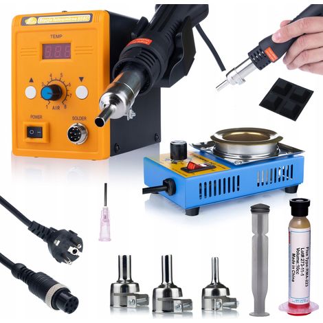 ESTACI脫N DE SOLDADURA DE AIRE CALIENTE ROSFIX 858D CONFIABLE + CRISOL + FUNDENTE RMA-223 (1/5)