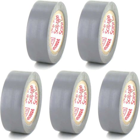 Lot de 5 rubans adhésifs électriques SCAPA - PVC - Gris - 15mm - 2702G-15