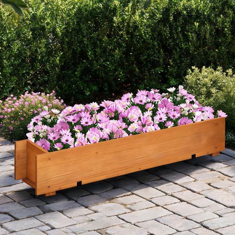 Porte-plantes marron en bois de pin 91 x 18 x 16,5 cm (1/5)
