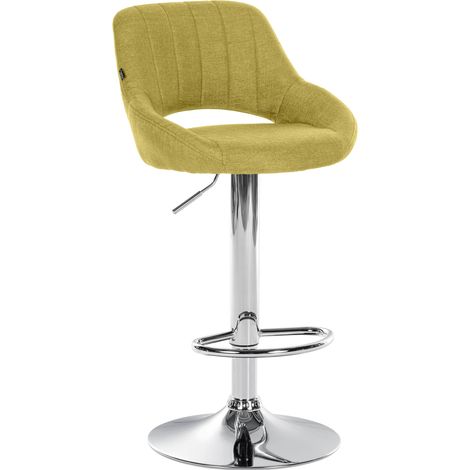 Tabouret de bar x1 avec repose-pieds réglables en tissu vert dossier ajouré et pied métal chromé 100006127