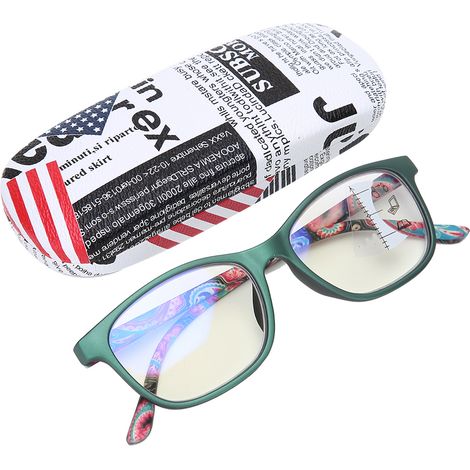 Lunettes de lecture multifocales anti-lumière bleue (+300 vert) pour soulager la fatigue visuelle, presbytie. (1/5)