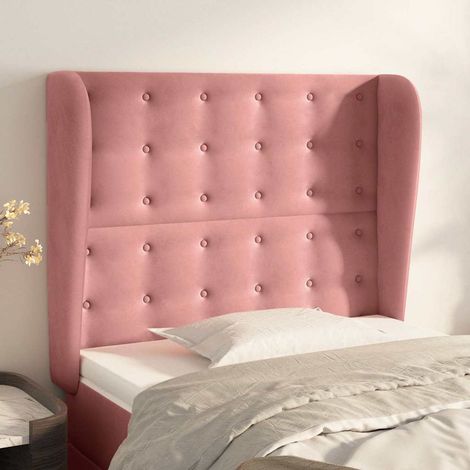 Tête de lit avec oreilles en velours rose réglable 83 x 23 x 118/128 cm - PANGIVO (1/5)