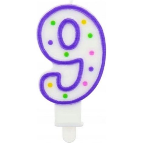 Bougie numéro ""9"" points 7,5 cm, 1 pc.
