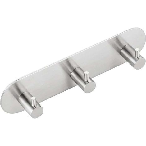 Sapho - Gancho triple autoadhesivo, redondo, acero inoxidable cepillado 32203 (1/2)