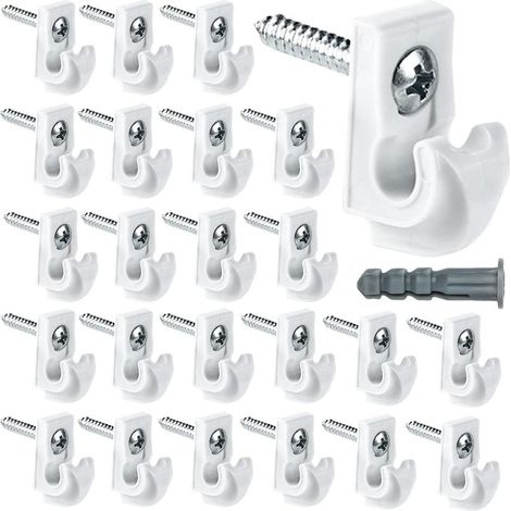 Lot de 24 clips muraux blancs pour étagères de placard, clips pour étagères métalliques, supports d'étagères métalliques robustes en plastique, clips inclus, vis et tubes d'extension pour étagères (1/5)