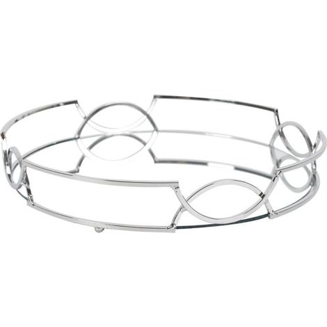 Plateau Rond Miroir Argenté Ø30cm