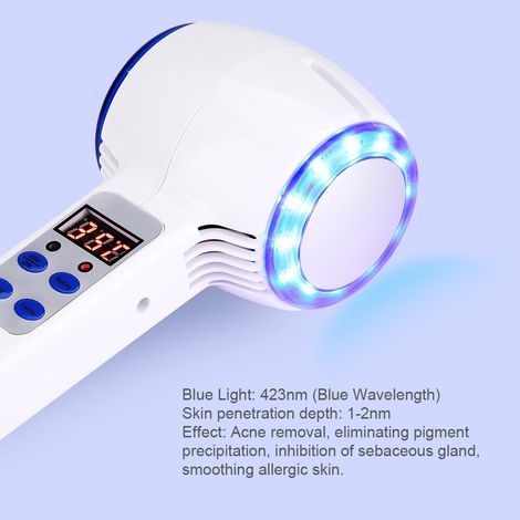 Marteau chaud/froid, cryothérapie, photons bleus, traitement de l'acné, masseur de beauté pour la peau, prise américaine 110-220 V (1/5)