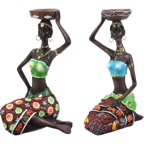 Lot de 2 Bougeoirs Décoratifs en Résine Sculptée, Design Créatif Contemporain, Couleur Naturelle, pour Décoration Intérieure Maison Bureau, Porte-Bougie Élégant et Fonctionnel (1/5)