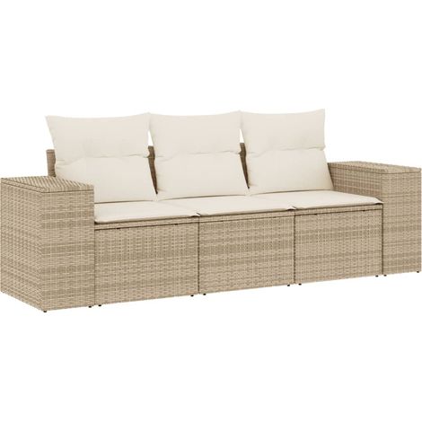 vidaXL Set Divano da Giardino 3 pz con Cuscini Beige in (1/5)