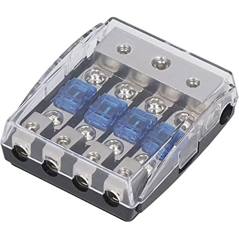 Porte-fusible Audio de Voiture, Autoradio 1 en 4 Sorties Bloc de Distribution D'alimentation 60A Répartiteur de Porte-fusible Audio Universel pour Voiture, Camion, Bateau, Camping-car (1/5)