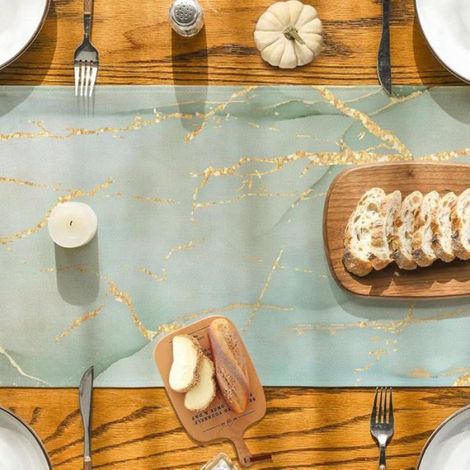 1 Chemin de table,Marbre,Polyester lin,40x140 cm,Réutilisable,Décoration intérieure et extérieure (1/5)