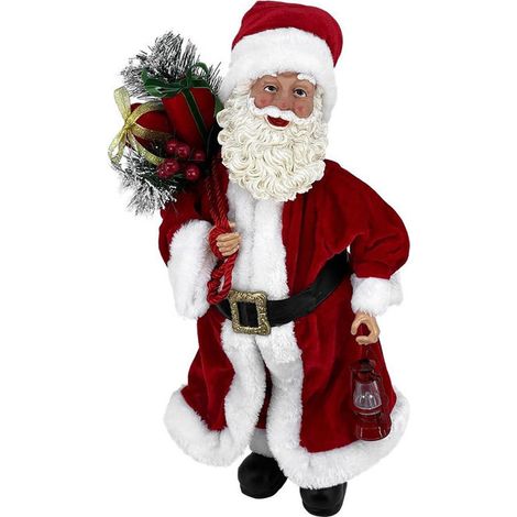 General Trade, Babbo Natale in Piedi Rosso con Bacche, 90 cm, Decorazione Natalizia da Interno