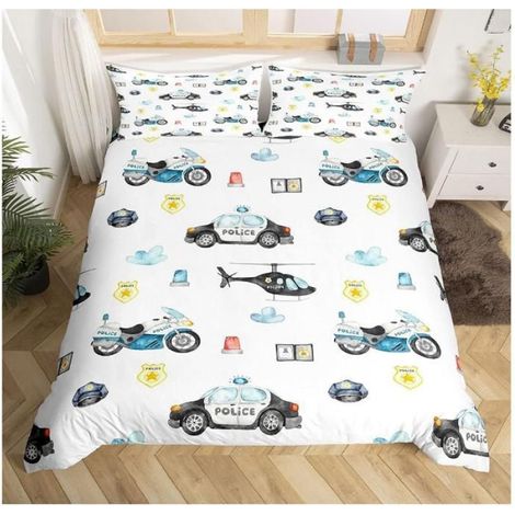 Avion Housse de Couette 90x190cm Enfants Cool Voiture de Police Moto Parure Lit Filles Adolescents Hélicoptère Volant Avion - 9CO (1/3)