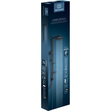 Ideal Standard ALU+ - Conjunto de ducha sin grifo, diámetro 26 cm, 2 chorros, negro seda BD585XG (1/2)