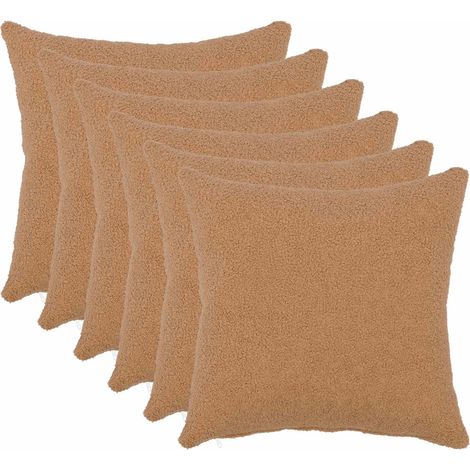vidaXL Housse de coussin 6 pcs HEERLEN Beige 30 x 30 cm Bouclé - maison aménagement maison