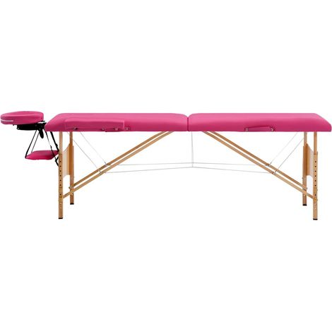 Table de massage pliable 2 zones - Table de relaxation Bois Rose BV765354 - BonneVie (1/5)