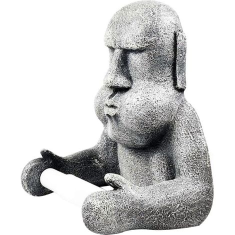 Porte-papier décoratif, résine/Moai/mural, pour décoration WC (1/5)