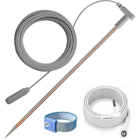 Kit de tige de mise à la terre en cuivre - Cordon de mise à la terre robuste de 12 m et bracelet pour une utilisation extérieure et intérieure (1/5)
