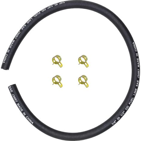 Durite Essence 1/4" (6,35mm) x 25" (63cm) avec 4 Colliers Compatible Briggs & Stratton 283207 95162S Tondeuse Petit Moteur (1/5)