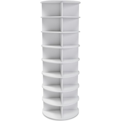 Scarpiera girevole a 8 livelli bianca in PVC, 360°, per 32 paia (1/5)