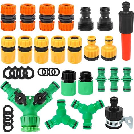 Lot de 35 Kit de Raccord Tuyau D'arrosage, Embout Tuyau Arrosage Kit avec Buse de Pulvérisation Raccord Tuyau Arrosage ABS pour Raccorder des Tuyaux et des Outils de Jardin (1/5)