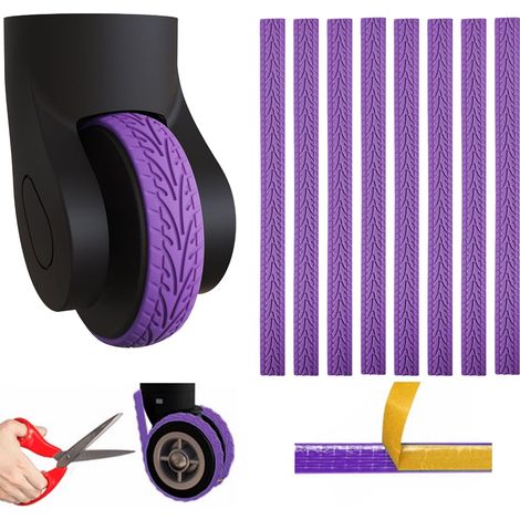 Lot de 8 Housses de Roue pour Bagages, Réduction des Vibrations Sonores, Protection pour Roulettes de Chaise - Compatible avec la Plupart des Bagages à 8 Roulettes (1/5)