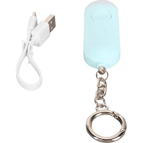 Porte-clés alarme personnelle sécurité 130dB sirène LED stroboscope bleu pour seniors urgence protection (1/5)