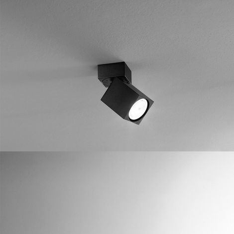 Faretto in alluminio nero Connect 1 luce attacco GU10 quadrato 6x6CM (1/5)