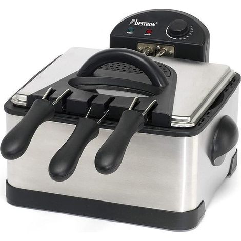Friteuse familiale - Bestron - 4 Litres - 3 paniers - Zone froide - Filtre remplaçable (1/4)