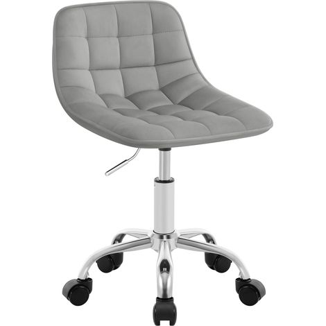 WOLTU Silla de Oficina Giratoria de Terciopelo y Metal Regulable en Altura con Ruedas Gris Claro