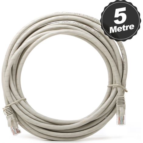 (3 pièces) 5 m - Câble réseau Cat5e - Câble Internet gris, réseau Ethernet LAN, connexion filaire
