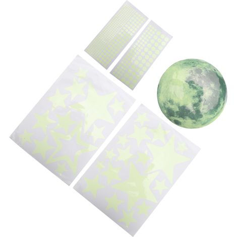 Décor mural adhésif Lune Étoile phosphorescent, stickers muraux lumineux pour salon de beauté spa, autocollants nocturnes 12 pièces, décoration murale romantique chambre (1/5)
