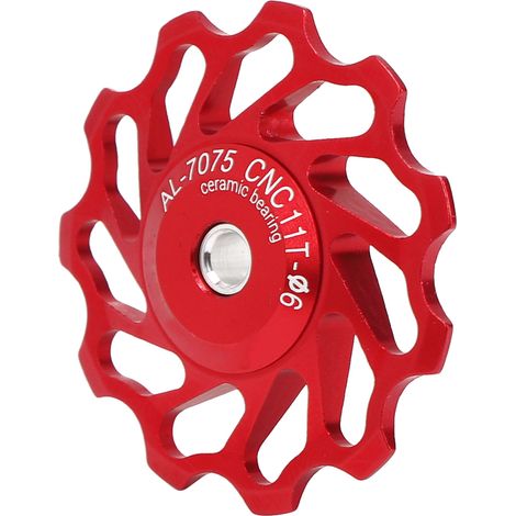 Galet de guidage de dérailleur arrière 11 dents à roulement céramique, accessoire pour VTT et vélo de route (rouge) (1/5)
