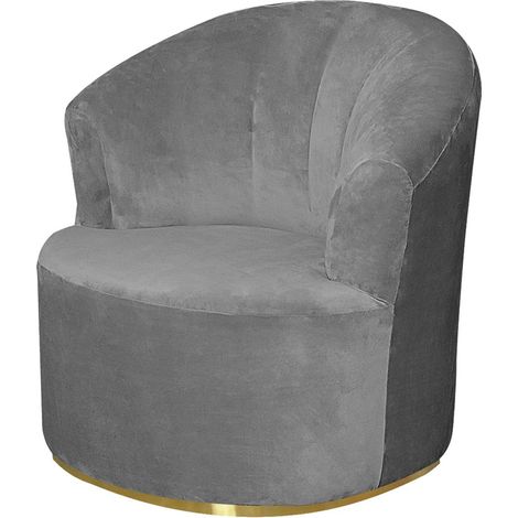 Housse de fauteuil pivotant en velours style médiéval moderne, coloris uni, pour salon, cuisine ou canapé simple, gris. (1/5)