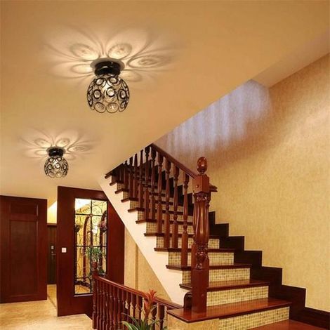 2 Stück Deckenleuchte 20cm Kristall Lampenschirm Moderne Halb Unterputz Deckenlampe für Flur Eingang Küche Schlafzimmer Esszimmer - Schwarz