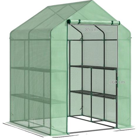 Serra da giardino, struttura in acciaio, 8 ripiani, copertura in plastica PE, impermeabile, resistente ai raggi UV. (1/5)