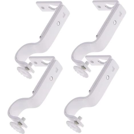 2 Paires De Crochets avec Supports en Métal Blanc Support D'Installation Plafond Simple Support Tringles De Mur-Rideau Tige [756] (1/4)