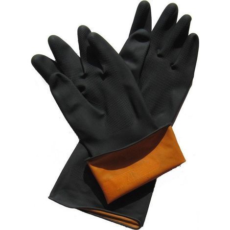 35CM gants noirs résistants, 1 paire Gants en latex résistant aux produits chimiques gants de protection longs en caoutchouc de sécurité industrielle (1/5)