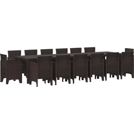 Conjunto de Comedor de Jardín 15 pcs Marrón Ratan Polt (1/5)