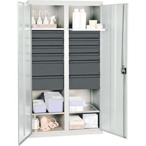 Stumpf Werkzeug- und Materialschrank Serie 3000 lichtgrau + 8 Schublade 100 mm + 4 Schublade 200 mm + Mitteltrennwand + 4 Auszugsböden - 3004507 (1/5)