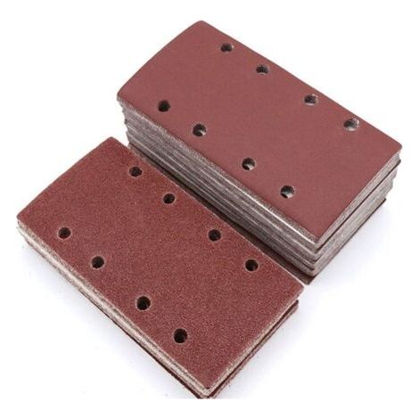 120pcs feuilles abrasives rectangulaires, papier de verre pour ponceuse 93x185mm 8 trous tampons de ponçage à crochet et boucle, grains assortis 40/60/80/120/180/240 (1/5)