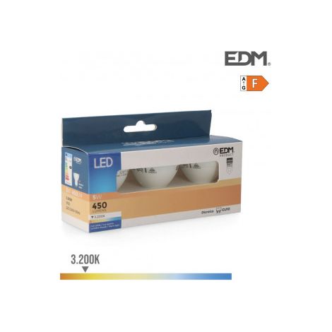 Kit 3 Bombillas LED EDM Dicroicas GU10 5W 450lm 3200K Luz Cálida Ø5x5,5cm