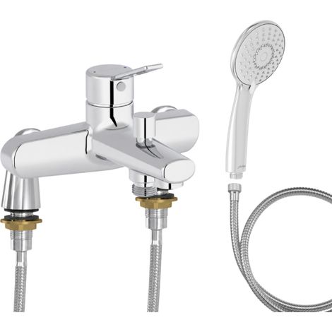 Mitigeur baignoire JACOB DELAFON Eo + pommeau de douche Juliette + flexible de douche métal + colonnettes Idro'Flex (1/5)