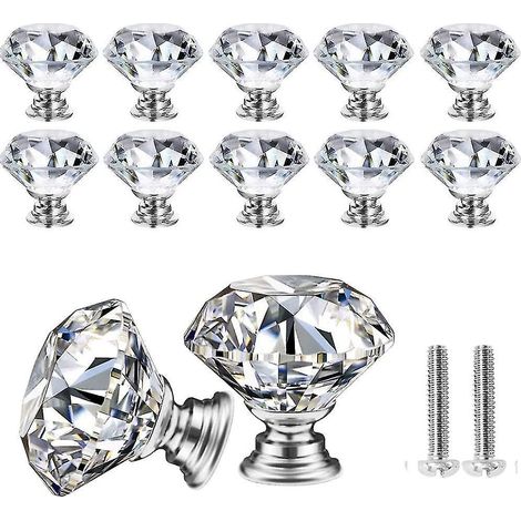 10 Pcs Cristal Tiroir Boutons Commode Meubles Boutons En Alliage De Zinc Cristal Verre Meubles Bouton Poigne Garde-robe Tirer Poignes Meubles