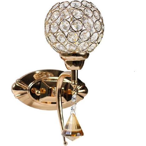TrAdE Shop Traesio - Applique Parete Moderno Paralume Con Cristalli Acrilico Pendente Attacco G9 E19 - Oro (1/2)