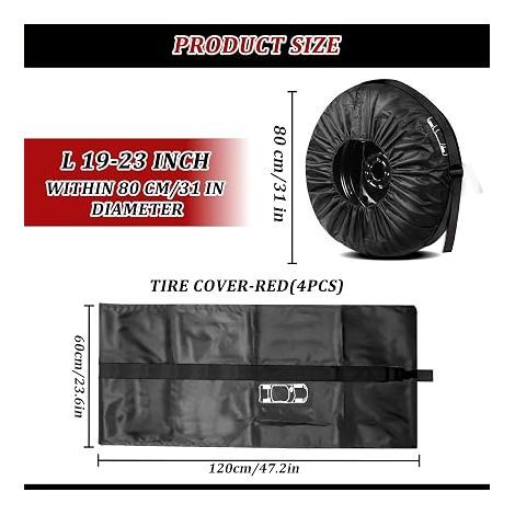 Copertura di protezione pneumatico 18-22" per ruota di scorta, coperture per pneumatici auto (diametro 80 cm) (1/4)