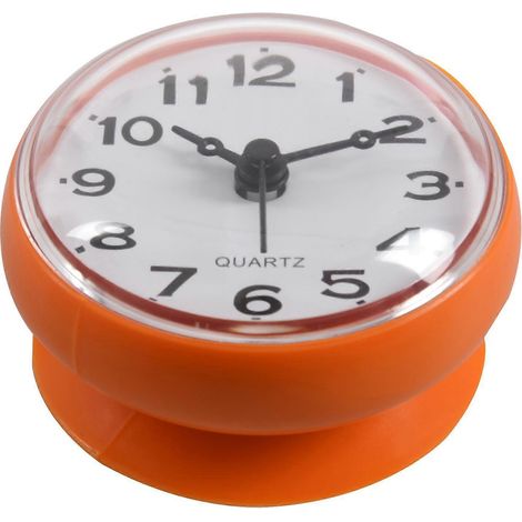 Horloge murale étanche de 7 cm pour cuisine, salle de bain et douche, à ventouse, orange (1/5)