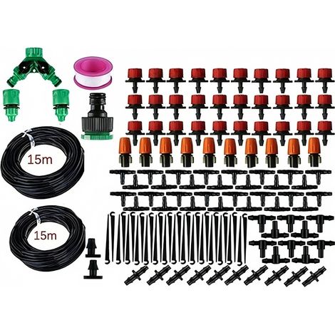 Kit d'irrigation goutte à goutte 2×15m, système arrosage automatique pour balcon, plantes en pot et jardin (1/5)