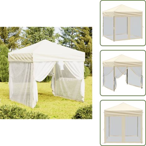 Tente de réception pliable avec parois Crème 2x2 m - Tents Pliables - Abri Jardin - Gazebo - Parasol - Chapiteau Pliable (1/5)
